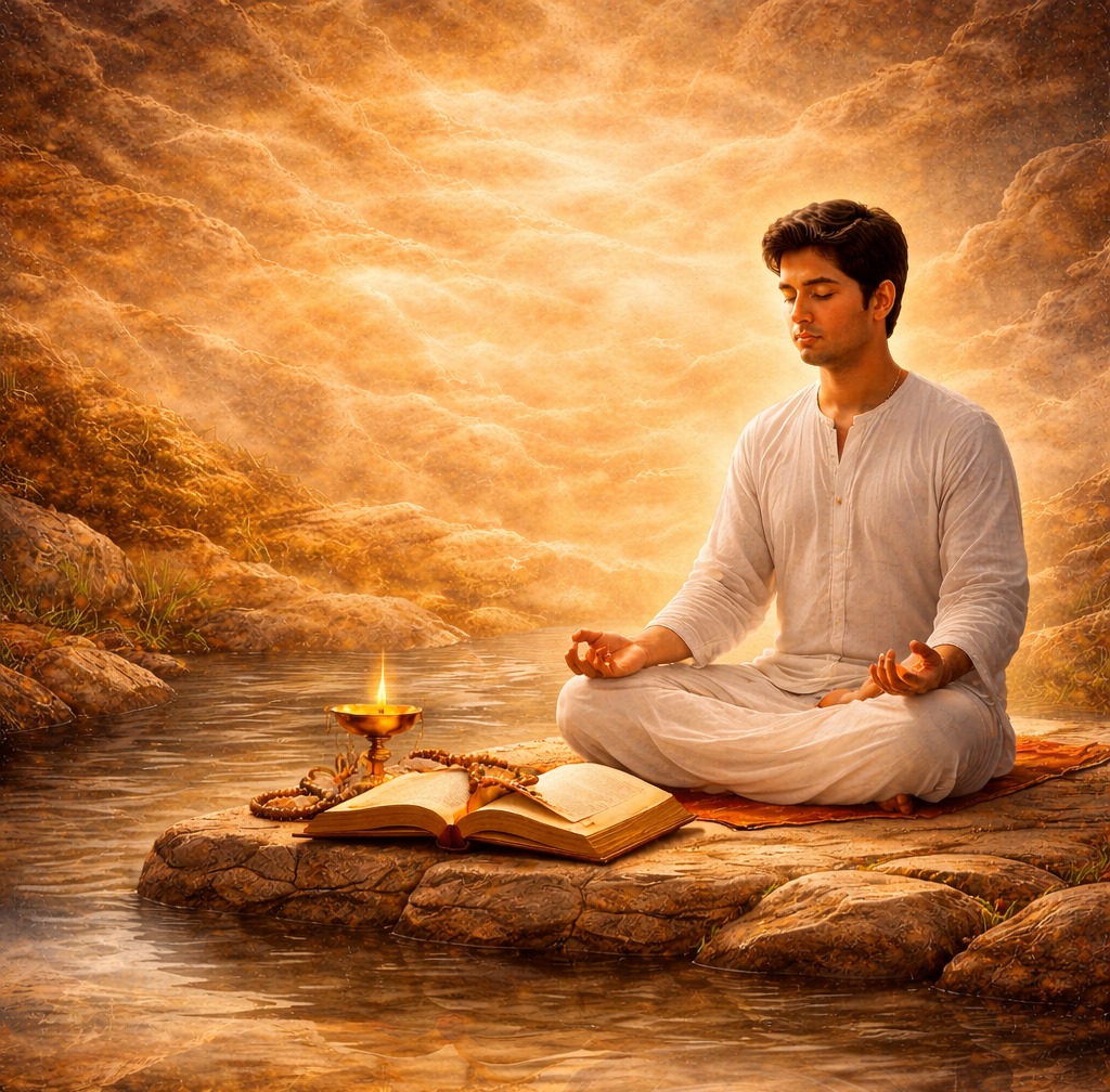 A person doing meditation and feeling the spiritual power within
